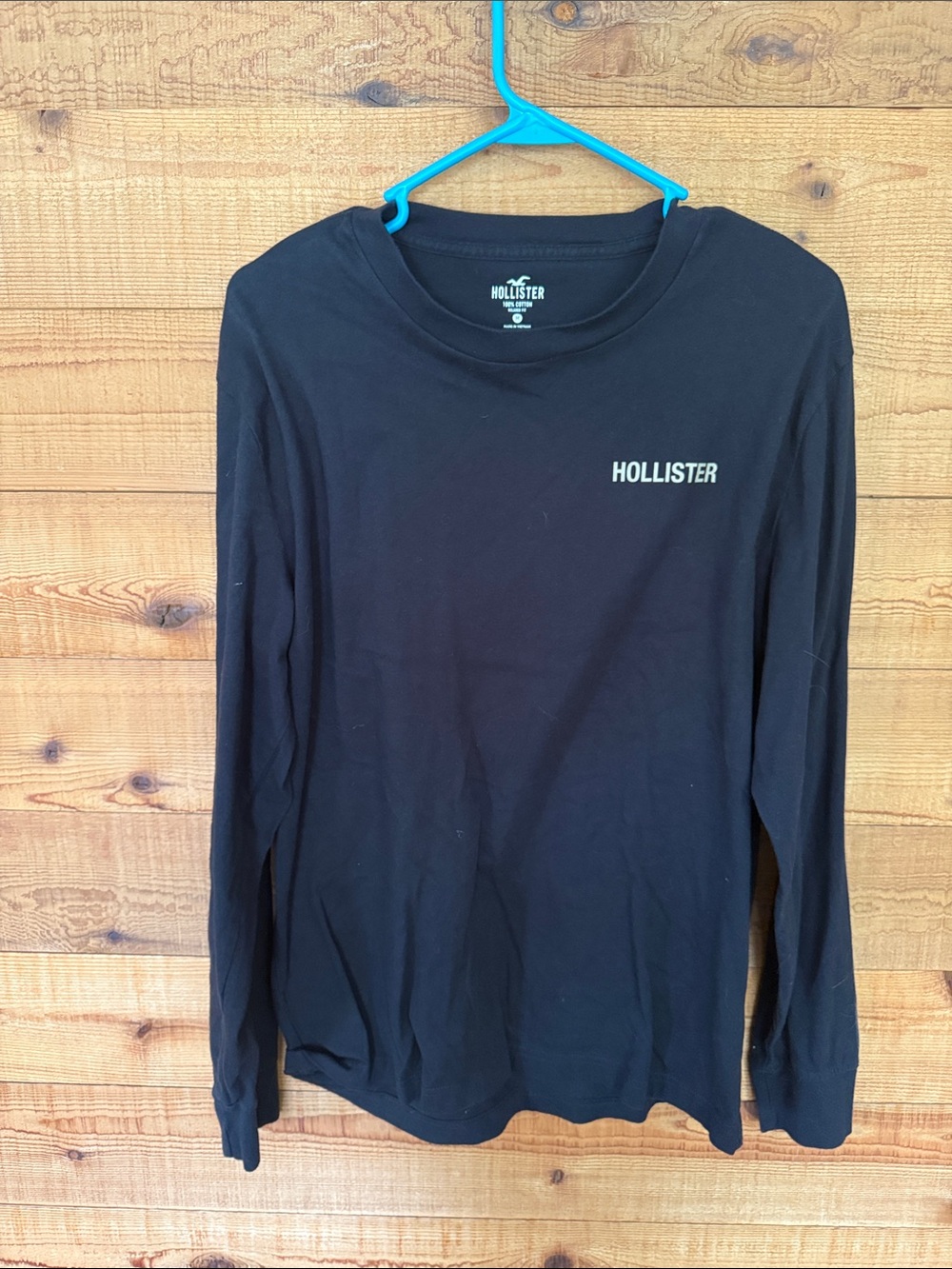 Hollister Black Long-Sleeve Tee with Chest Logo